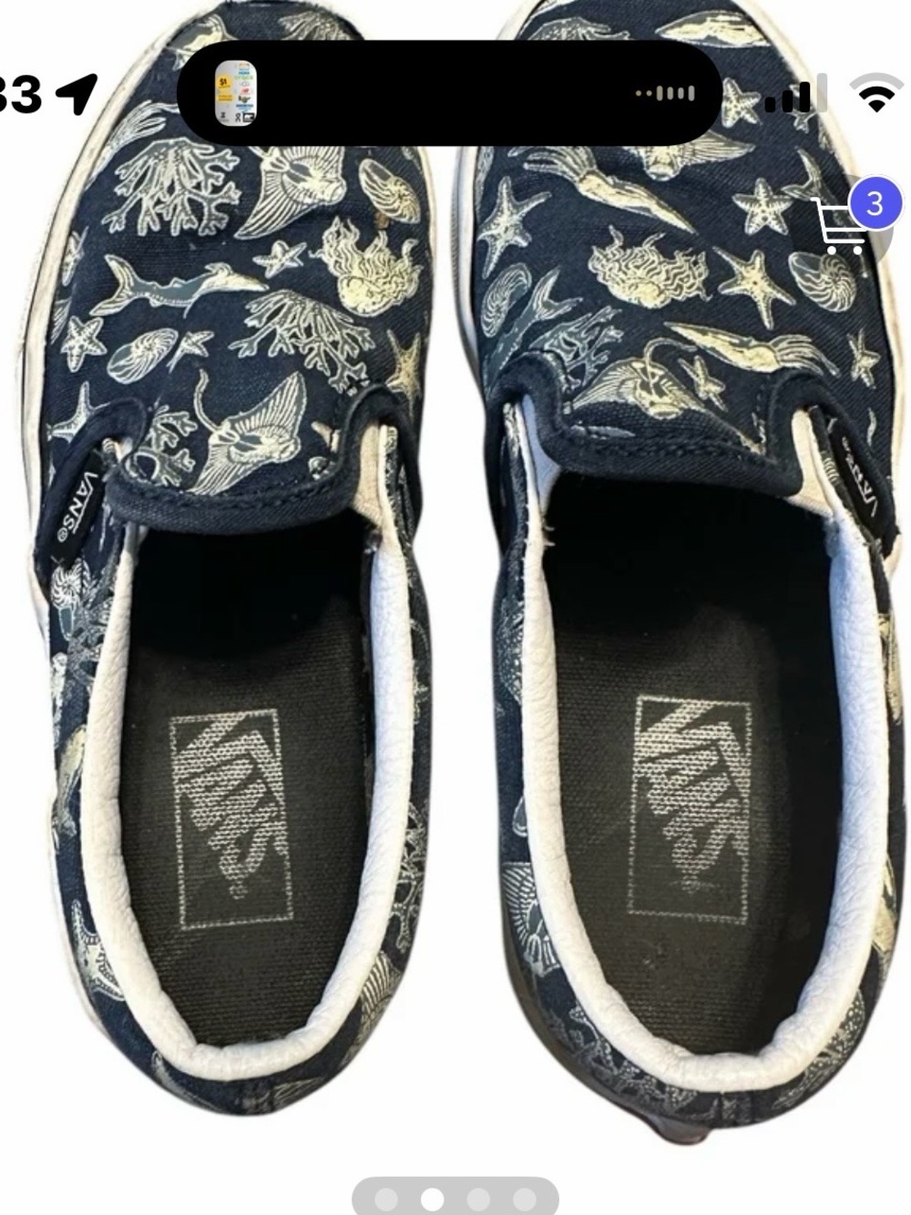 Vans Kids Slip-On Sneakers in Navy with Cream Sea Life Print